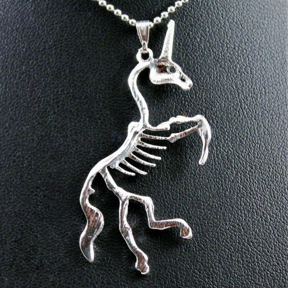 Alloy Unicorn Skeleton/Bones Pendant Necklace - Picture 3 of 5